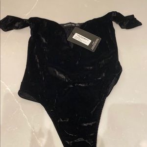 Black velvet bodysuit